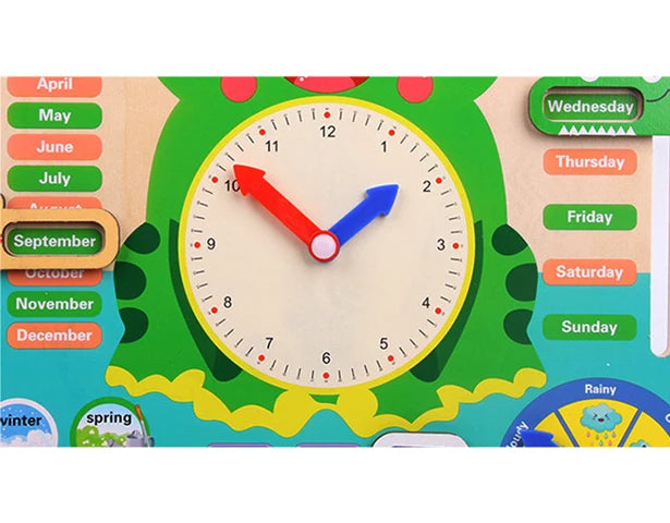 Wooden Calendar & Clock Board — Frog – product view 5 of 13