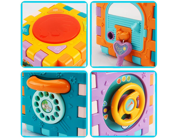 6-in-1 Montessori Activity Cube – Interactive Learning Toy for Toddlers