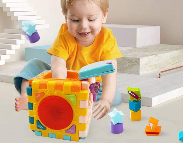 6-in-1 Montessori Activity Cube – Interactive Learning Toy for Toddlers