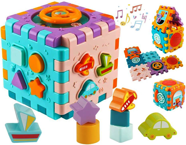 6-in-1 Montessori Activity Cube – Interactive Learning Toy for Toddlers