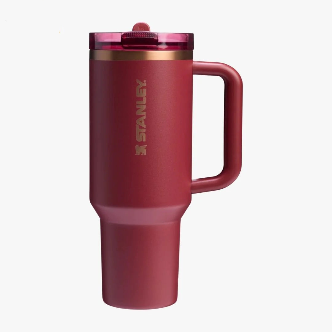 Red Stanley mug on a white background