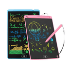 Two electronic drawing boards with colorful writings and drawings on a white background.