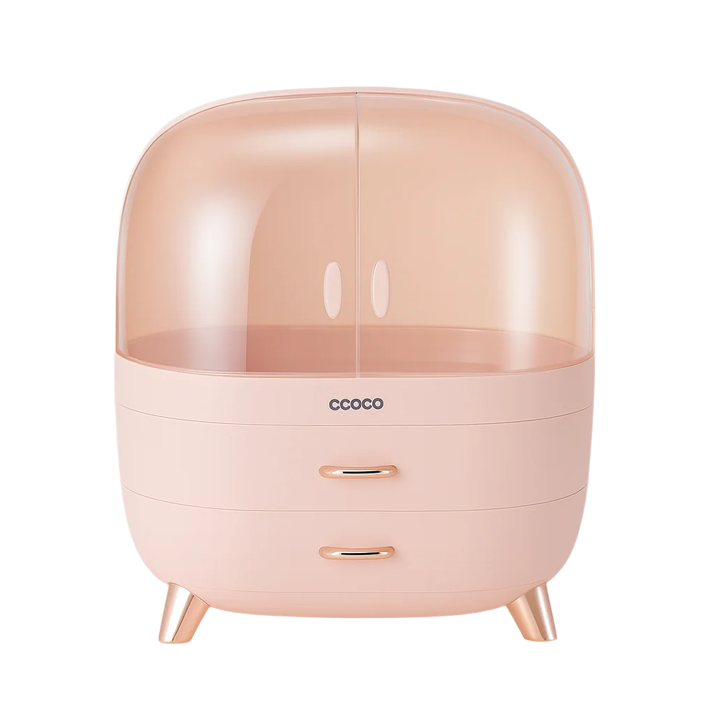 LumiDome Vanity Organizer – Dustproof Capsule Storage Box