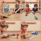 Car Catapult Racing Set – 4 Die-Cast Cars with Launcher