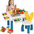 Kids Building Blocks Table with Chair & Learning Station