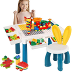 Kids Building Blocks Table with Chair & Learning Station