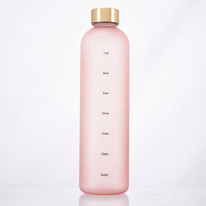 Gradient Frosted Water Bottle with Time Marker