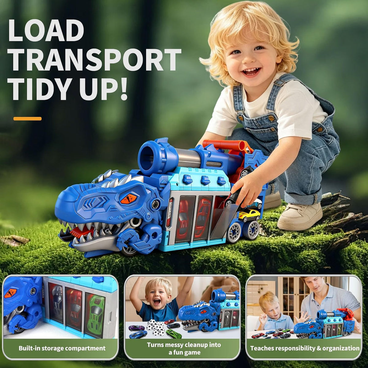 Dinosaur truck die-cast cars set