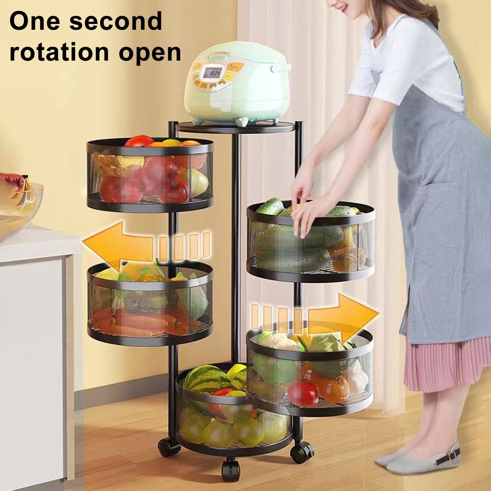 360° Rotating Kitchen Storage Trolley