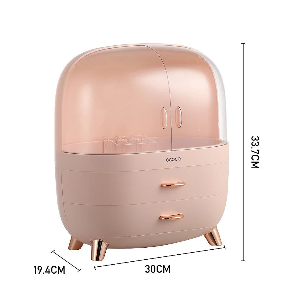 LumiDome Vanity Organizer – Dustproof Capsule Storage Box