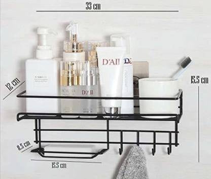 Bathroom Storage Shelf with Hooks and Soap Dish