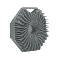 Gray scrubber with a unique design on a white background