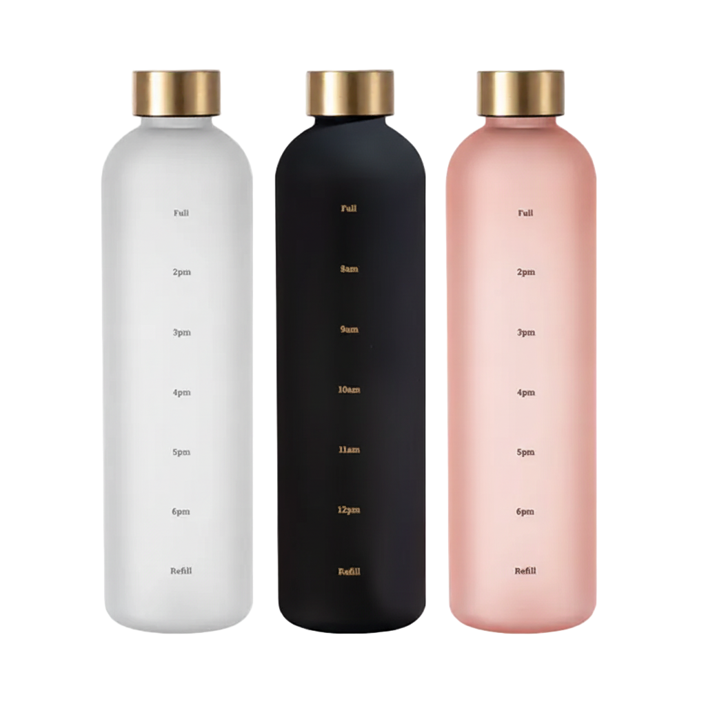 Gradient Frosted Water Bottle with Time Marker