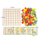 120-Piece Wooden Mosaic Puzzle | Geometric Pattern Blocks with Challenge Cards