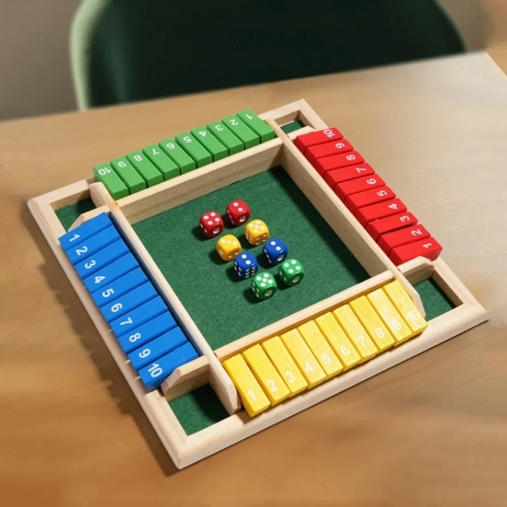 Shut the Box — 4 Player Wooden Dice Game